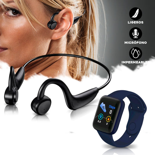 Audífonos Conduccion Osea + Reloj ACOR01